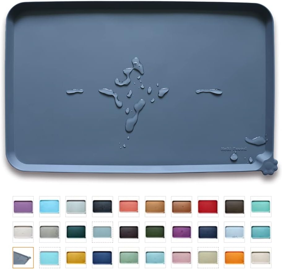 Waterproof Pet Feeding Mat with Raised Edges For Food & Water