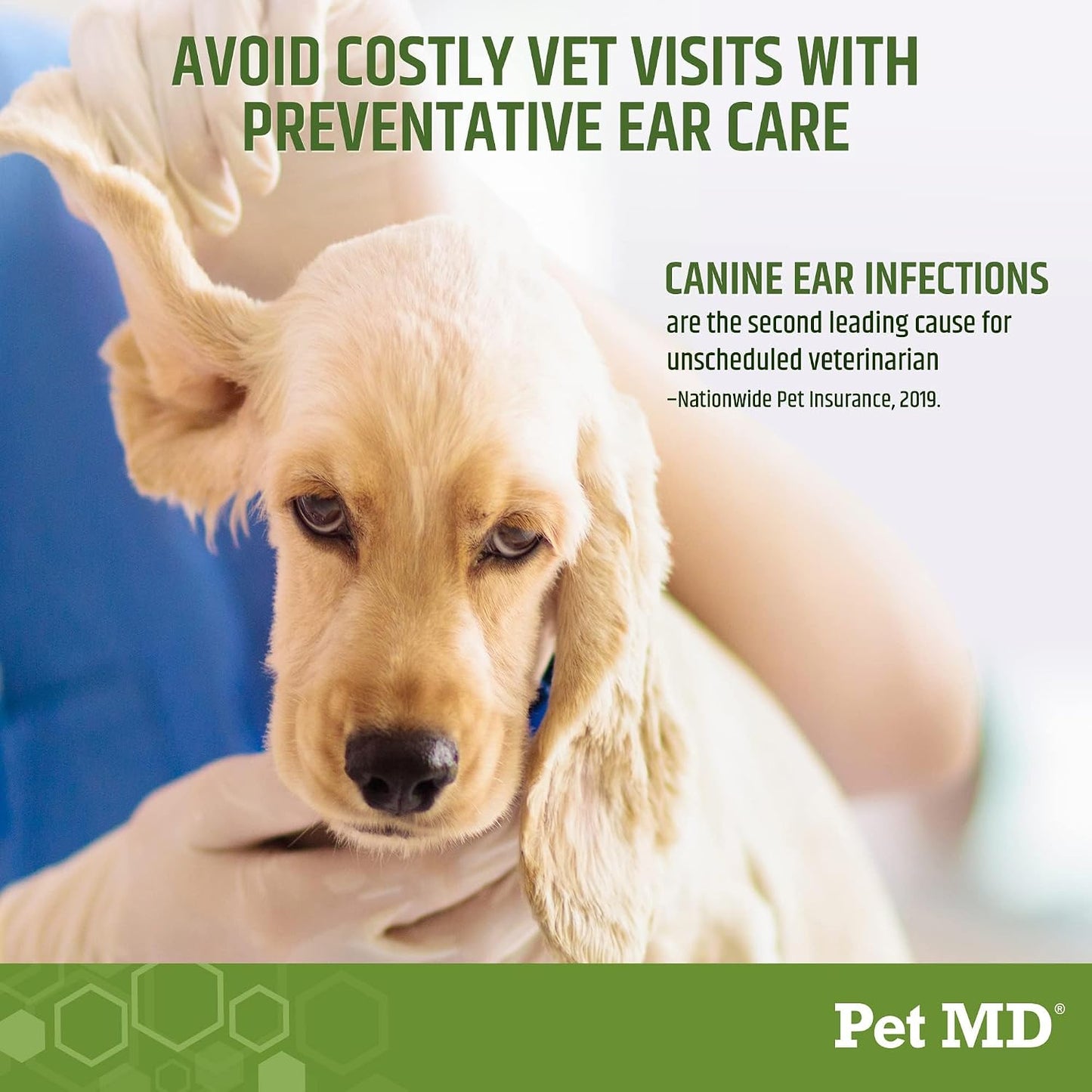 Pet MD Dog Ear Cleaning Wipes – Otic Cleanser for Dogs - 100 ct | Soothing Ear Care with Aloe Vera & Eucalyptus, Regular Wipes