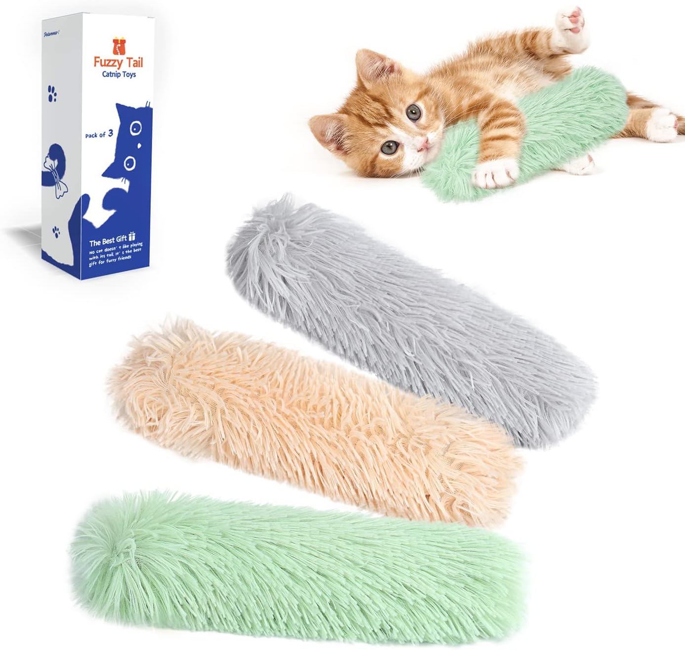 Potaroma Cat Toys Pillows, 3 Pack, Soft and Durable Crinkle Sound with Catnip Inside