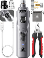 Whisper Quiet Dog Nail Grinder with 4 LED Lights, Safe & Stress-Free for Sensitive Dogs Cats of All Breeds & Sizes, 3 Grinding Bits, 3-Speed, Pet Nail Trimmers, Rechargeable Painless Grooming Kit