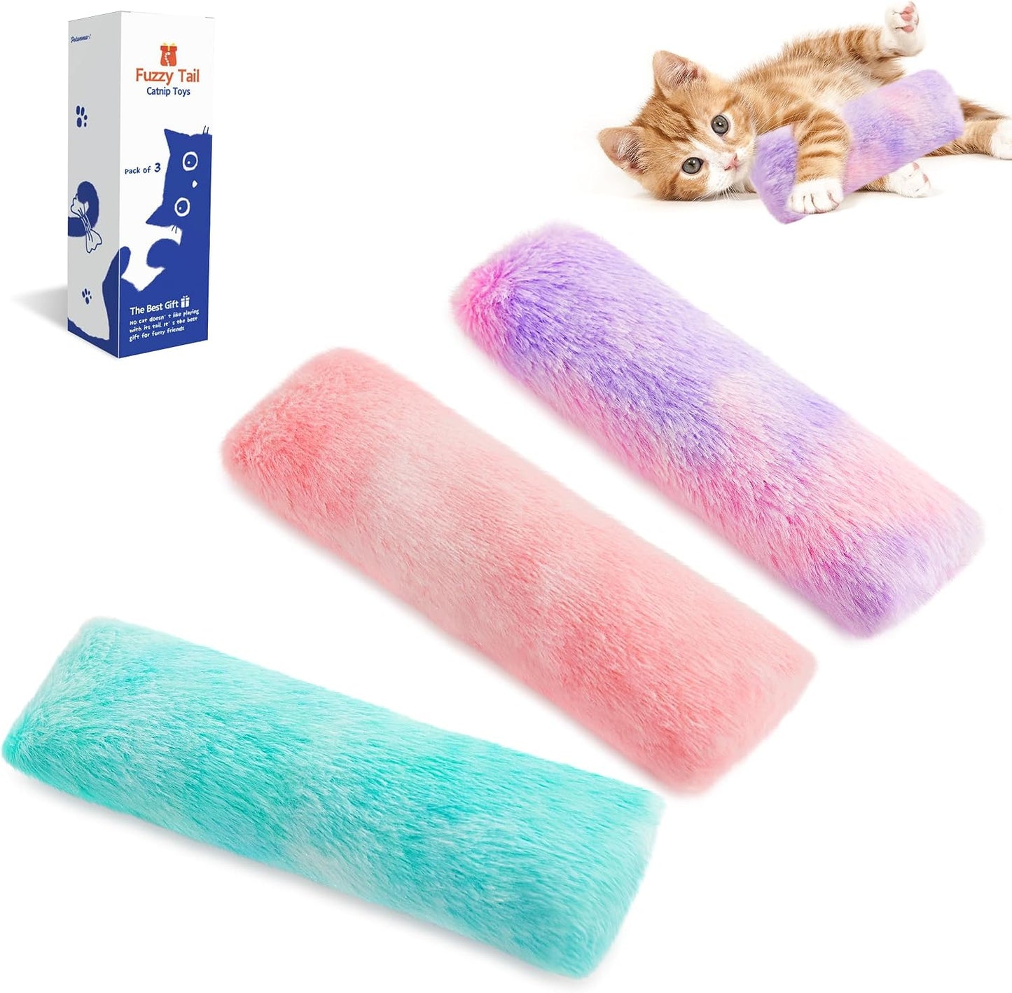 Potaroma Cat Toys Pillows, 3 Pack, Soft and Durable Crinkle Sound with Catnip Inside