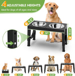 XIAZ Elevated Dog Bowls Large Breed Bowl Stand Large/Medium Sized Stainless Steel Food Water Bowl Stands 5 Heights Adjustable 9/11/12/14in Black