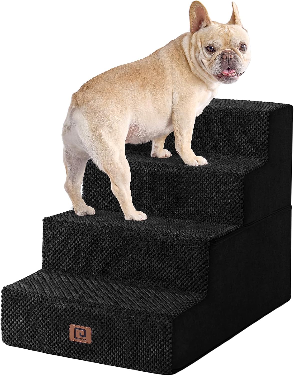 EHEYCIGA Dog Stairs for Bed 18" H, 4-Step Dog Steps for High Bed, Pet Steps for Small Dogs and Cats, Non-Slip Balanced Pet Ramp Indoor, Grey