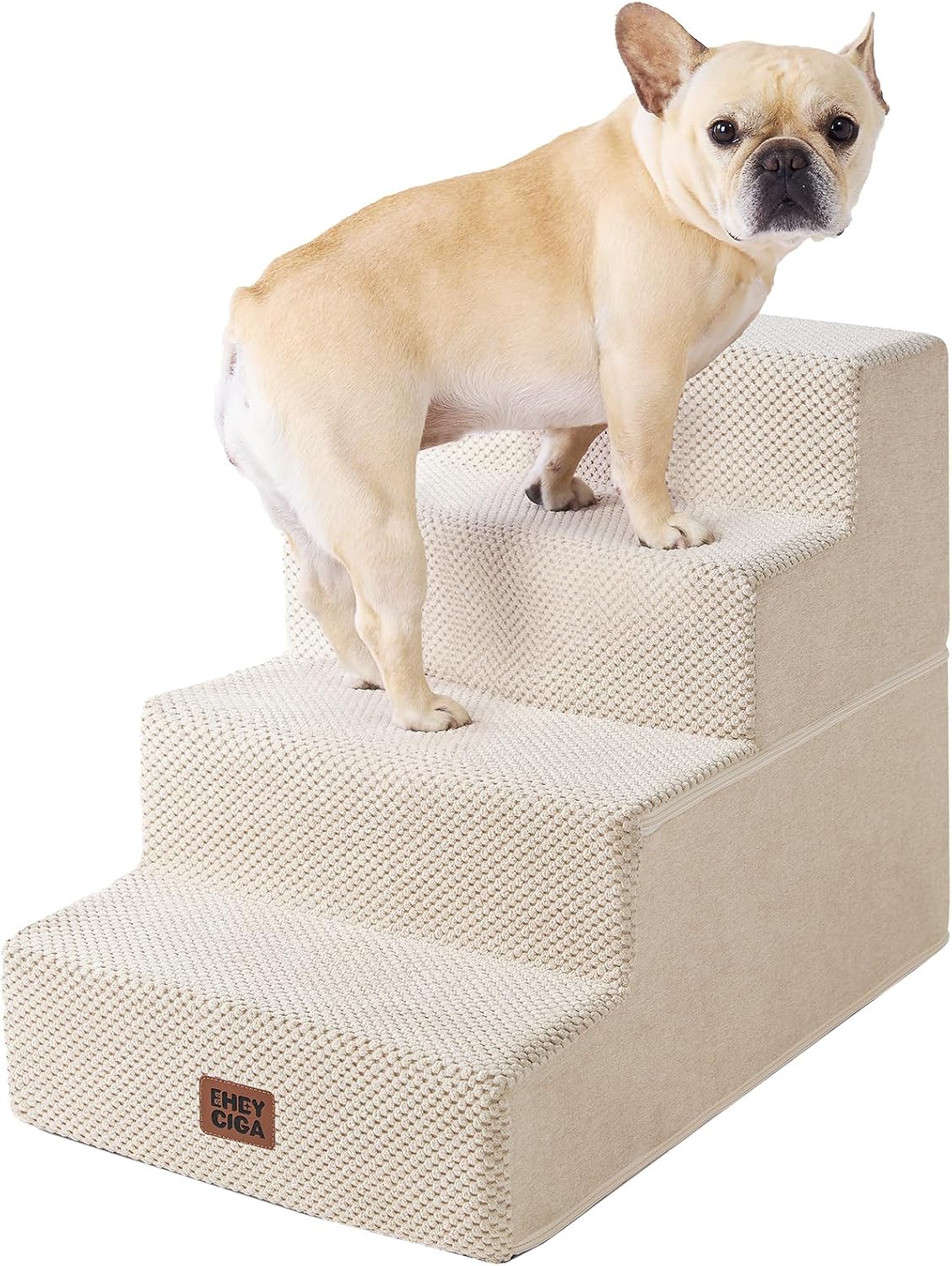 EHEYCIGA Dog Stairs for Bed 18" H, 4-Step Dog Steps for High Bed, Pet Steps for Small Dogs and Cats, Non-Slip Balanced Pet Ramp Indoor, Grey
