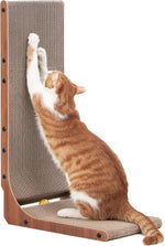 FUKUMARU Cat Scratcher, 26.8 Inch L Shape Cat Scratch Pad Wall Mounted, Cat Scratching Cardboard with Ball Toy for Indoor Cats, Large Size