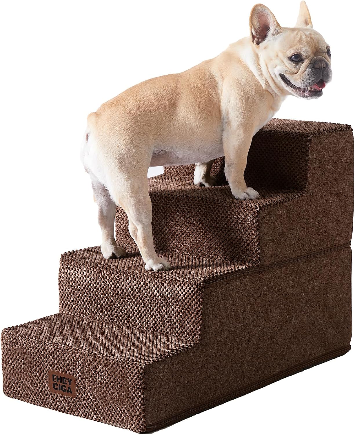 EHEYCIGA Dog Stairs for Bed 18" H, 4-Step Dog Steps for High Bed, Pet Steps for Small Dogs and Cats, Non-Slip Balanced Pet Ramp Indoor, Grey