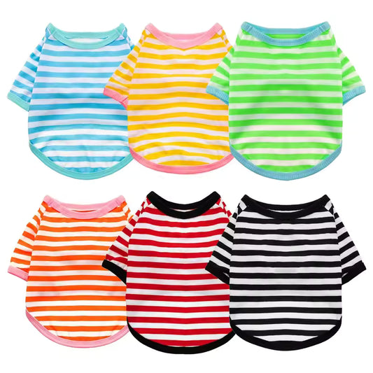 Summer Striped Dog T-Shirt For Small Dogs & Puppies