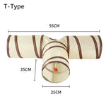 Fun Polyester+Steel Wire Cat Tunnel Tube Breathable Foldable Cat Nest Training Interactive Beige+Coffee Pet Fun Play Toy Cat