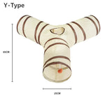 Fun Polyester+Steel Wire Cat Tunnel Tube Breathable Foldable Cat Nest Training Interactive Beige+Coffee Pet Fun Play Toy Cat